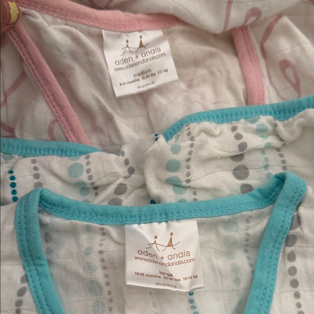 Aden + Anais Pink and Teal Baby Bodysuits 5 items bundle